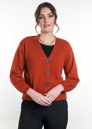 V Neck Cardigan in NZ Possum Merino Silk KORU/K0560