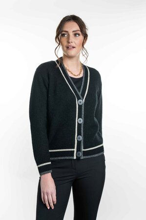 Contrast Textured Cardigan in Possum Merino Silk KORU/K0561