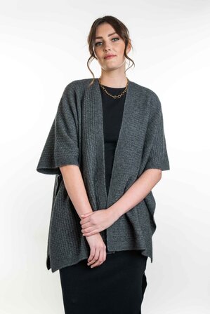 Zig Zag Textured Cape in Possum Merino Silk KORU/K0553