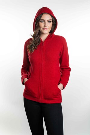 Hooded Zip Jacket in Possum Merino Silk KORU/TR1024