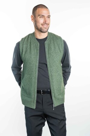 Crew Neck Zip Vest in NZ Possum Merino Silk KORU-K0875